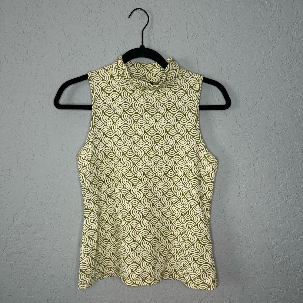 Maeve Anthropologie Light Green & White Textured Dress Shirt | Size S